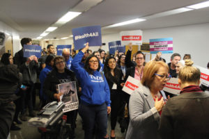 Crowd at CA Capitol demands immigrant health coverage