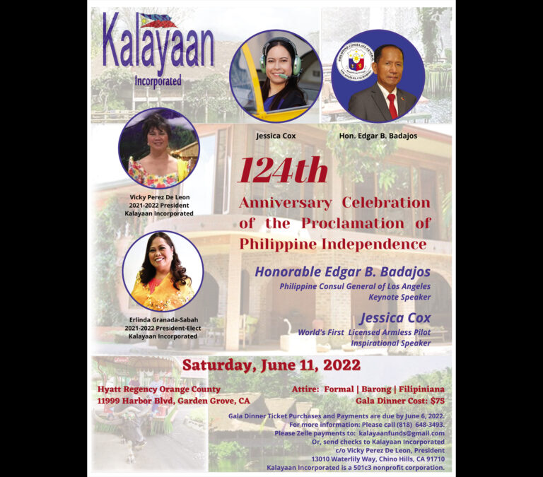 Kalayaan Incorporated hosts the 124th anniversary celebration of the proclamation of Philippine Independence Day on June 11, 2022