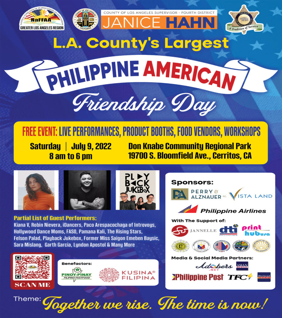 Philippine American Friendship Day to be held on July 9 in Cerritos, CA