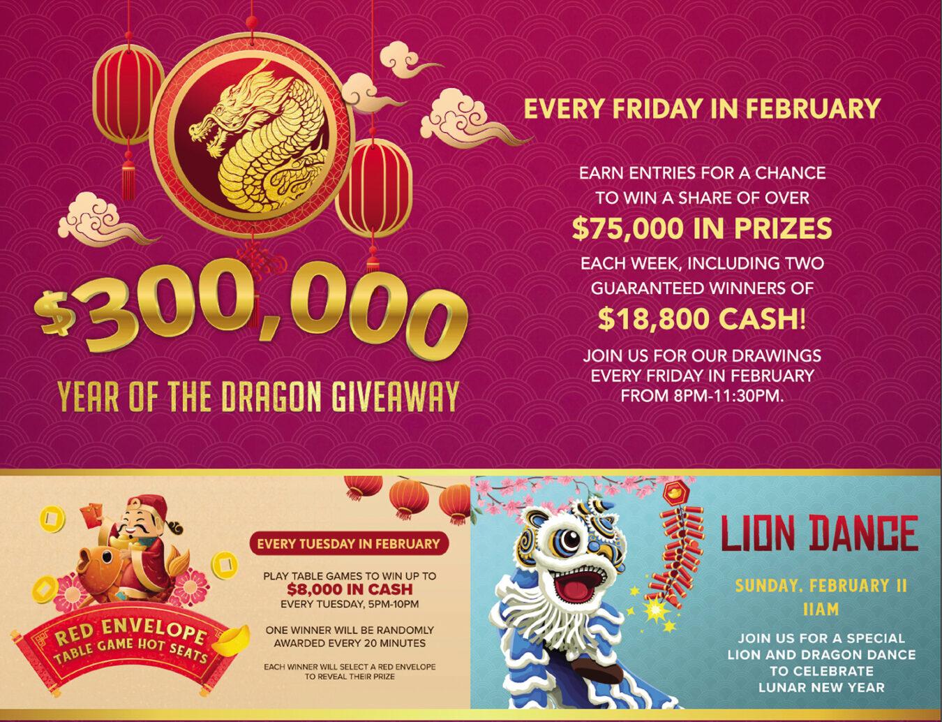 Sky River Casino celebrates Lunar New Year with $300,000 Year of Dragon ...